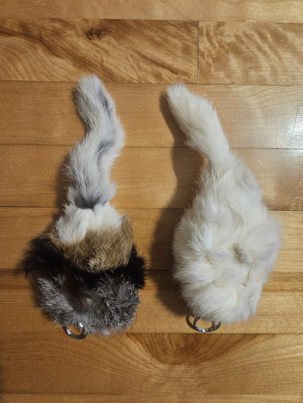 Real Fur Keychain Pair Small Soft Squeaky Creatures